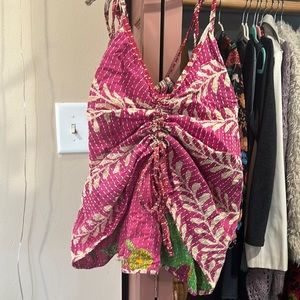 Kantha Bae Pink/Green Butterfly Tank